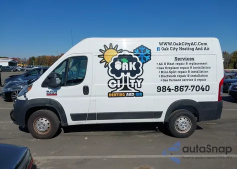 2019 Ram Promaster 2500 High Roof 136 Wb из США, поврежденный, VIN 3C6TRVCG0KE539194